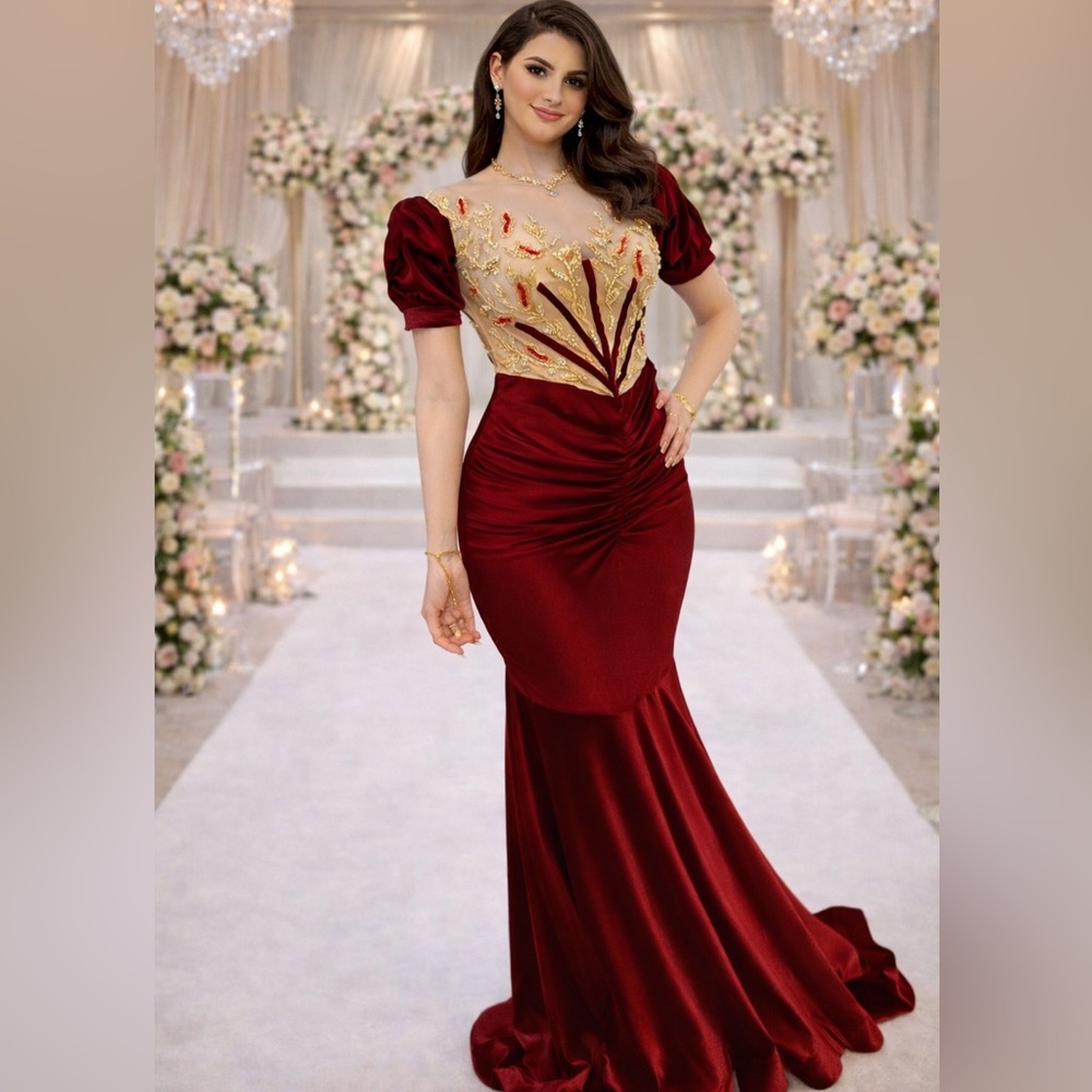 Beautful burgundy mermaid dress
